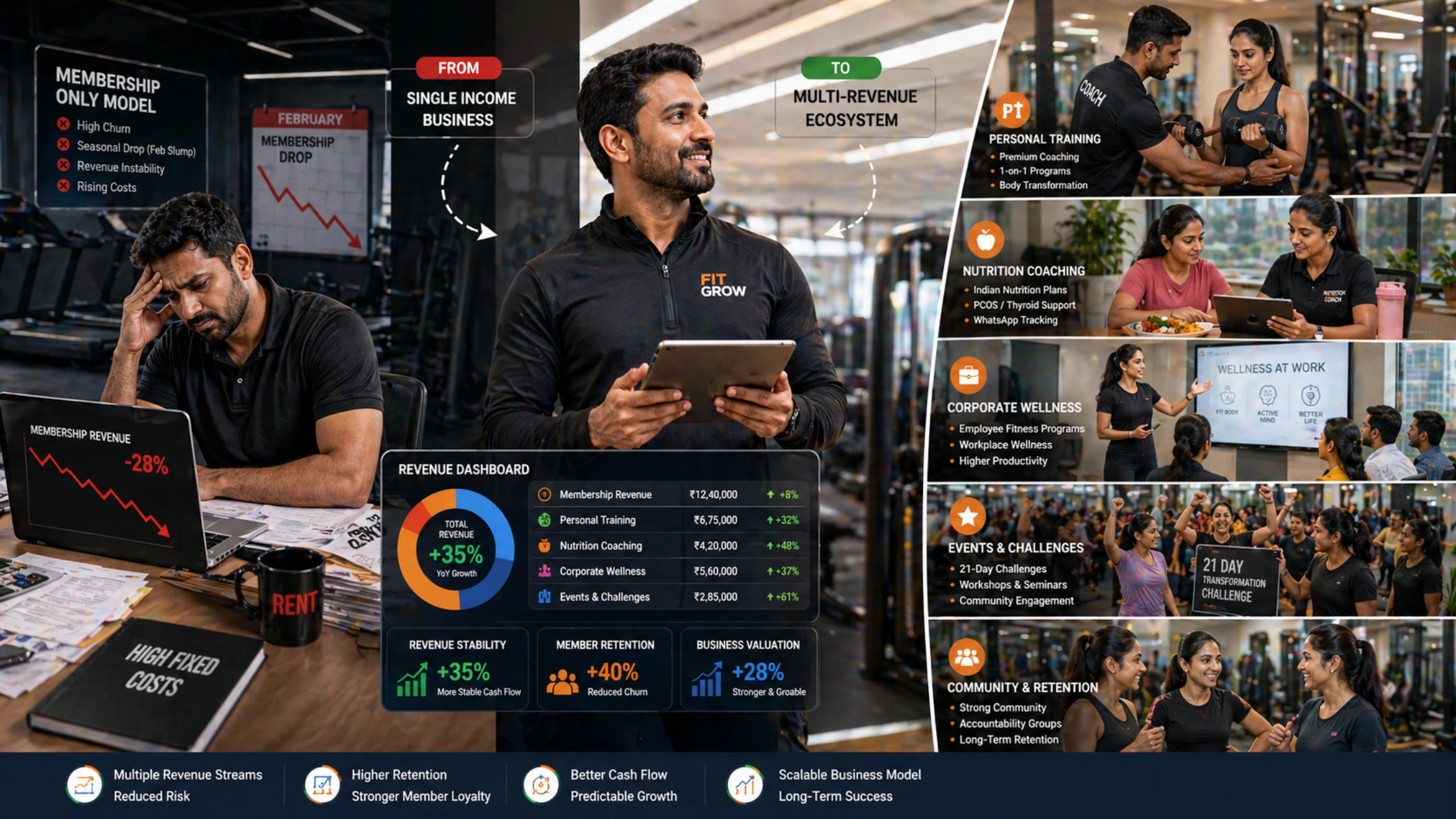 Gym Revenue Diversification India — How to Make Money Beyond Membership Fees